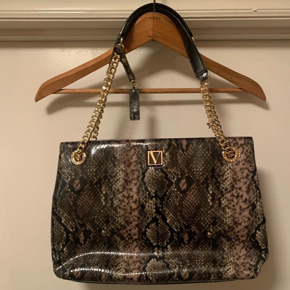 Victoria’s Secret shoulder tote python snake purse EUC
